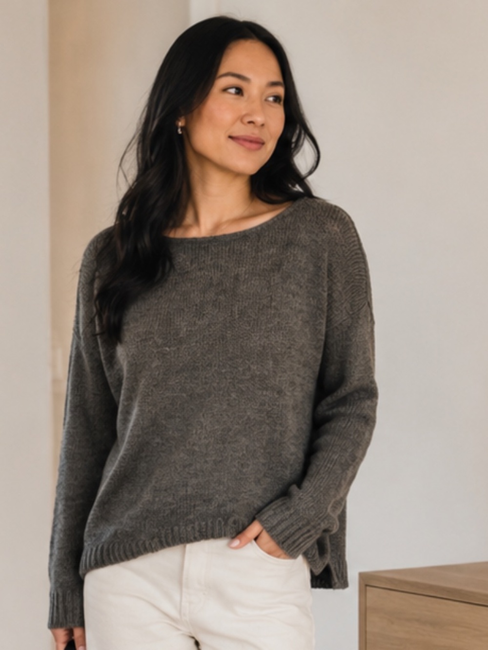 Brandy Melville Italy Wool Blend Oversized Hi-Lo Sweater OS